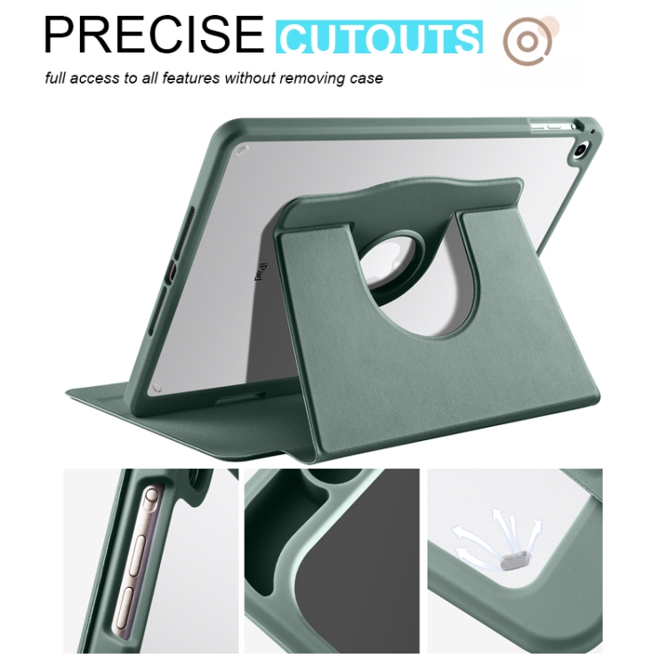 For iPad Air / Air 2 / 9.7 2018 / 2017 Acrylic 360 Degree Rotation Holder Tablet Leather Case(Deep Green) For iPad Air / Air 2 / 9.7 2018 / 2017 Acrylic 360 Degree Rotation Holder Tablet Leather Case(Deep Green)