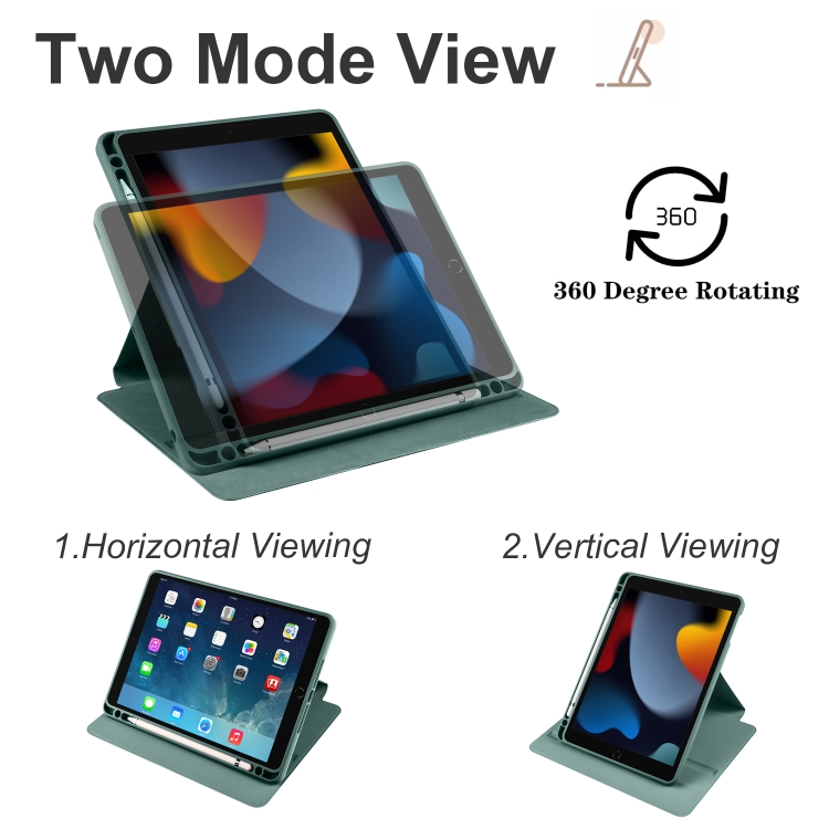 For iPad Air / Air 2 / 9.7 2018 / 2017 Acrylic 360 Degree Rotation Holder Tablet Leather Case(Deep Green) For iPad Air / Air 2 / 9.7 2018 / 2017 Acrylic 360 Degree Rotation Holder Tablet Leather Case(Deep Green)