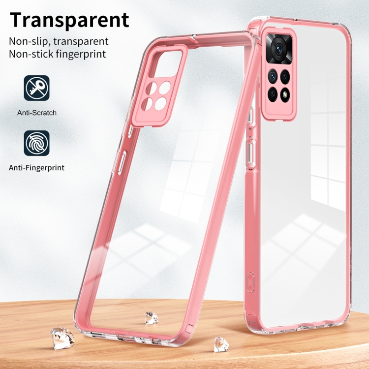 Para Xiaomi Redmi Note 12 Pro 4G 3 en 1 Clear TPU Color PC Frame Phone Case  (Blanco)