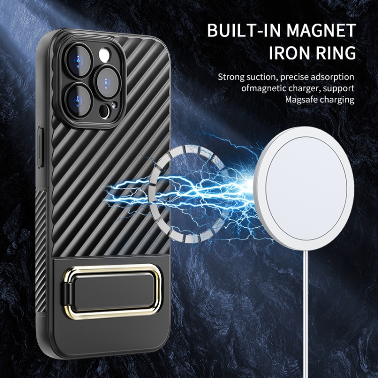 For iPhone 13 Pro Wavy Textured Magsafe Magnetic Phone Case with Lens Film(Grey) For iPhone 13 Pro Wavy Textured Magsafe Magnetic Phone Case with Lens Film(Grey)