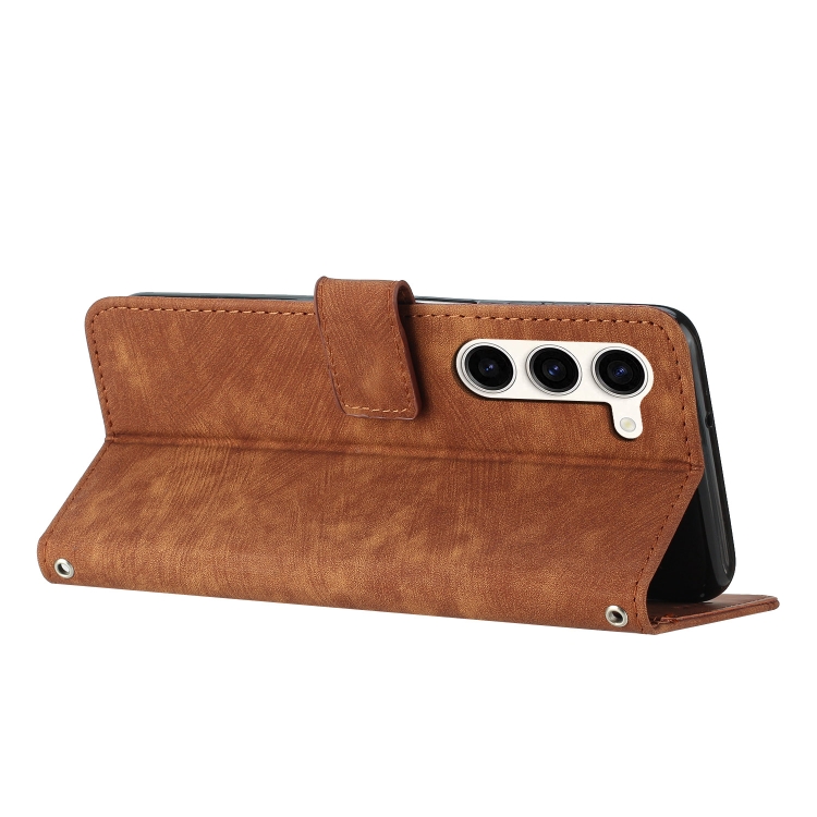For Samsung Galaxy S23+ 5G Skin Feel Stripe Pattern Leather Phone Case with Lanyard(Brown) For Samsung Galaxy S23+ 5G Skin Feel Stripe Pattern Leather Phone Case with Lanyard(Brown)