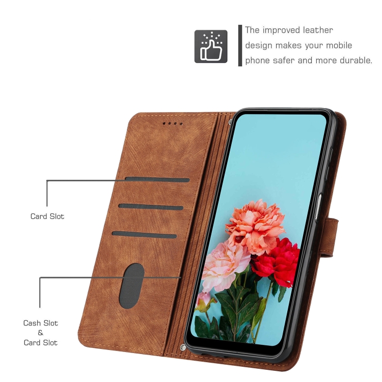 For Samsung Galaxy S23+ 5G Skin Feel Stripe Pattern Leather Phone Case with Lanyard(Brown) For Samsung Galaxy S23+ 5G Skin Feel Stripe Pattern Leather Phone Case with Lanyard(Brown)