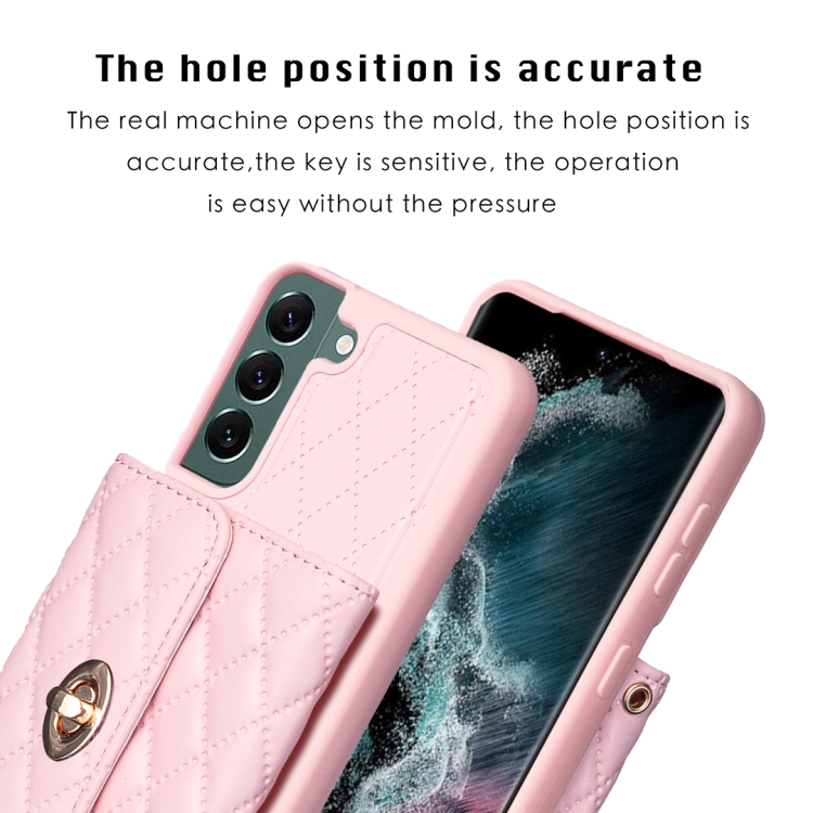 For Samsung Galaxy S22+ 5G Horizontal Metal Buckle Wallet Rhombic Leather Phone Case(Pink) For Samsung Galaxy S22+ 5G Horizontal Metal Buckle Wallet Rhombic Leather Phone Case(Pink)