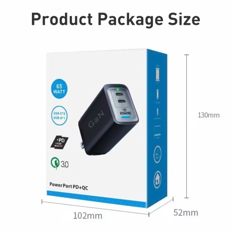 65W Dual PD USB-C / Type-C + USB 3-Port Gan Fast Charging Charger, Plug:EU Plug(White) 65W Dual PD USB-C / Type-C + USB 3-Port Gan Fast Charging Charger, Plug:EU Plug(White)