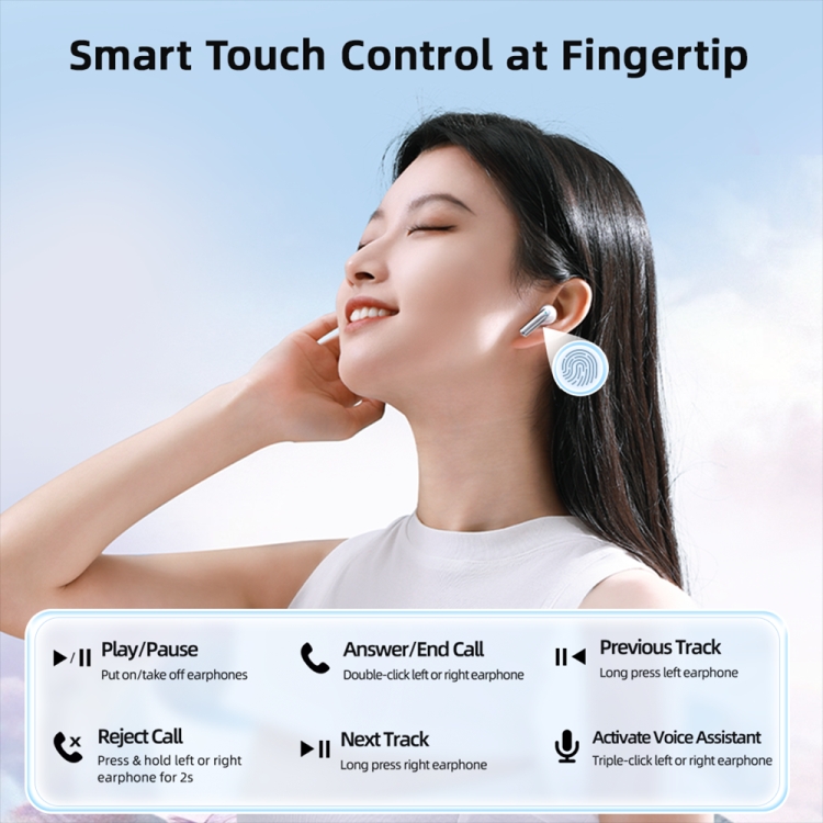 JOYROOM JR-PB1 Jpods Dual Mic ENC Call Noise Reduction Bluetooth Earphones(Black) - B6