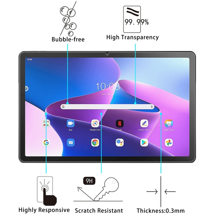 Pour Lenovo Tab M10 Plus 10.6 3ème génération 2 pièces 0.3mm 9H