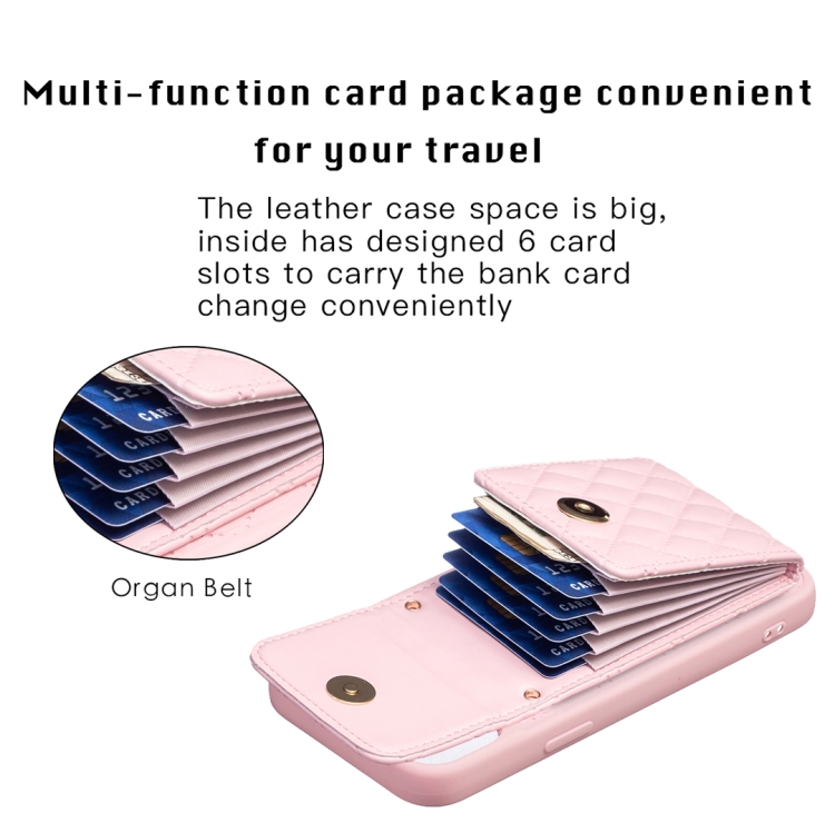 For iPhone 14 Plus Vertical Metal Buckle Wallet Rhombic Leather Phone Case(Pink) For iPhone 14 Plus Vertical Metal Buckle Wallet Rhombic Leather Phone Case(Pink)