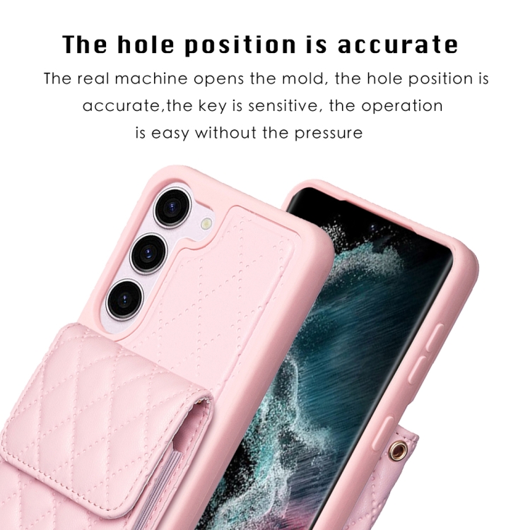 For Samsung Galaxy S23 5G Vertical Wallet Rhombic Leather Phone Case(Pink) For Samsung Galaxy S23 5G Vertical Wallet Rhombic Leather Phone Case(Pink)