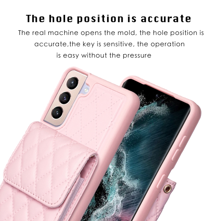 For Samsung Galaxy S21+ 5G Vertical Wallet Rhombic Leather Phone Case(Pink) For Samsung Galaxy S21+ 5G Vertical Wallet Rhombic Leather Phone Case(Pink)