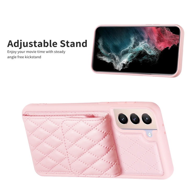 For Samsung Galaxy S21+ 5G Vertical Wallet Rhombic Leather Phone Case(Pink) For Samsung Galaxy S21+ 5G Vertical Wallet Rhombic Leather Phone Case(Pink)