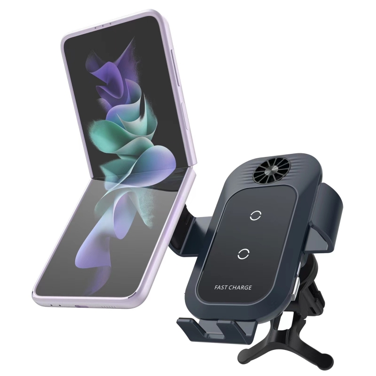 For Samsung Galaxy Z Flip4 / 3 C35 Fan Cooling Dual Coil Car Phone Holder Wireless Charger For Samsung Galaxy Z Flip4 / 3 C35 Fan Cooling Dual Coil Car Phone Holder Wireless Charger
