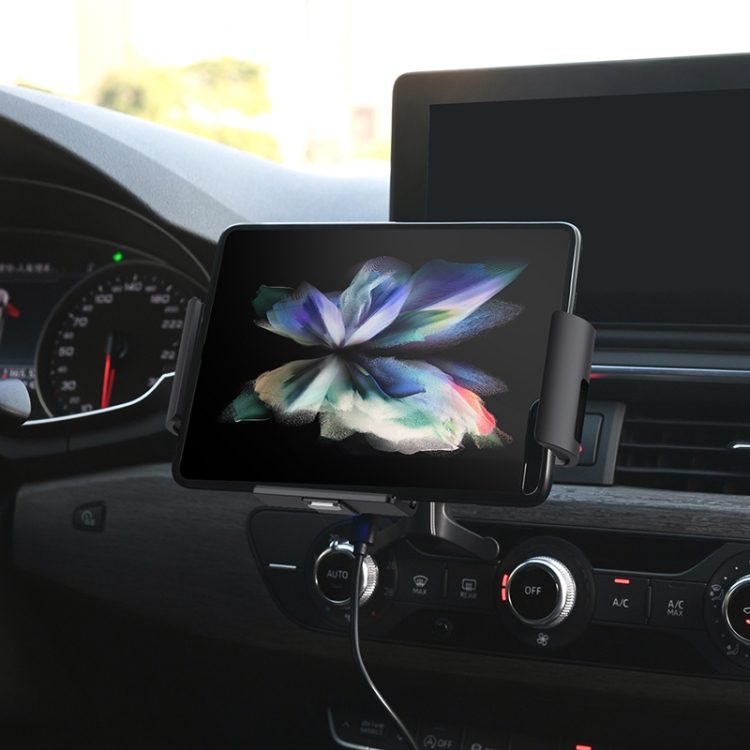 For Samsung Galaxy Z Fold4 / 3 S1 Pro Car Horizontal Navigation Phone Holder Wireless Charger(Black) For Samsung Galaxy Z Fold4 / 3 S1 Pro Car Horizontal Navigation Phone Holder Wireless Charger(Black)