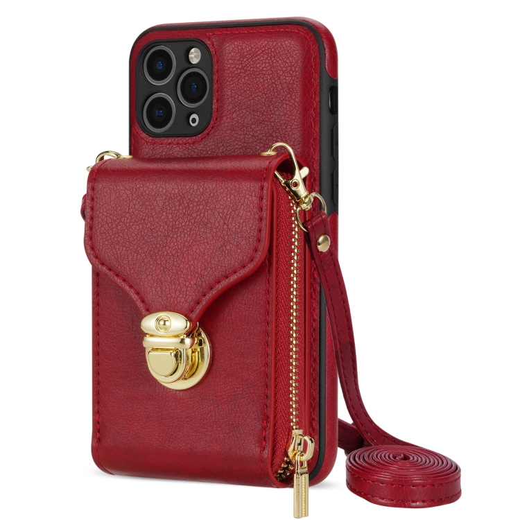 For iPhone 11 Pro Zipper Hardware Card Wallet Phone Case(Red) For iPhone 11 Pro Zipper Hardware Card Wallet Phone Case(Red)