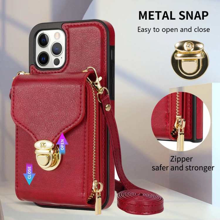 For iPhone 11 Pro Zipper Hardware Card Wallet Phone Case(Red) For iPhone 11 Pro Zipper Hardware Card Wallet Phone Case(Red)
