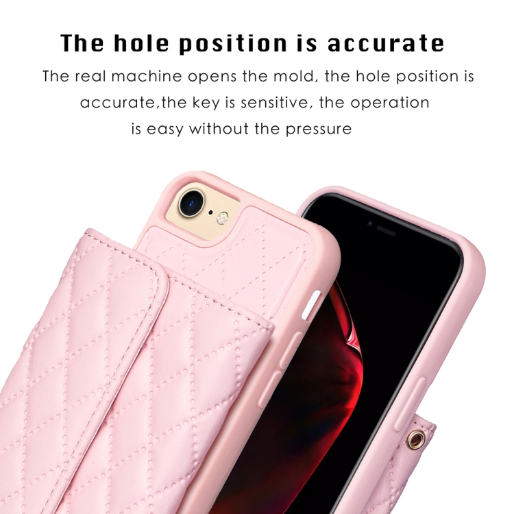 For iPhone SE 2022 / SE 2020 / 7 / 8 Horizontal Wallet Rhombic Leather Phone Case(Pink) For iPhone SE 2022 / SE 2020 / 7 / 8 Horizontal Wallet Rhombic Leather Phone Case(Pink)