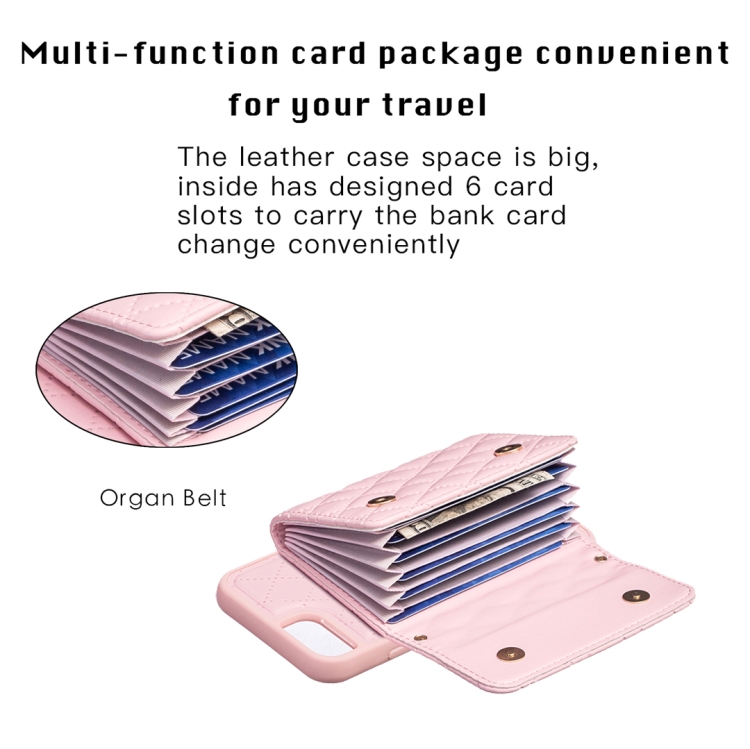 For iPhone SE 2022 / SE 2020 / 7 / 8 Horizontal Wallet Rhombic Leather Phone Case(Pink) For iPhone SE 2022 / SE 2020 / 7 / 8 Horizontal Wallet Rhombic Leather Phone Case(Pink)