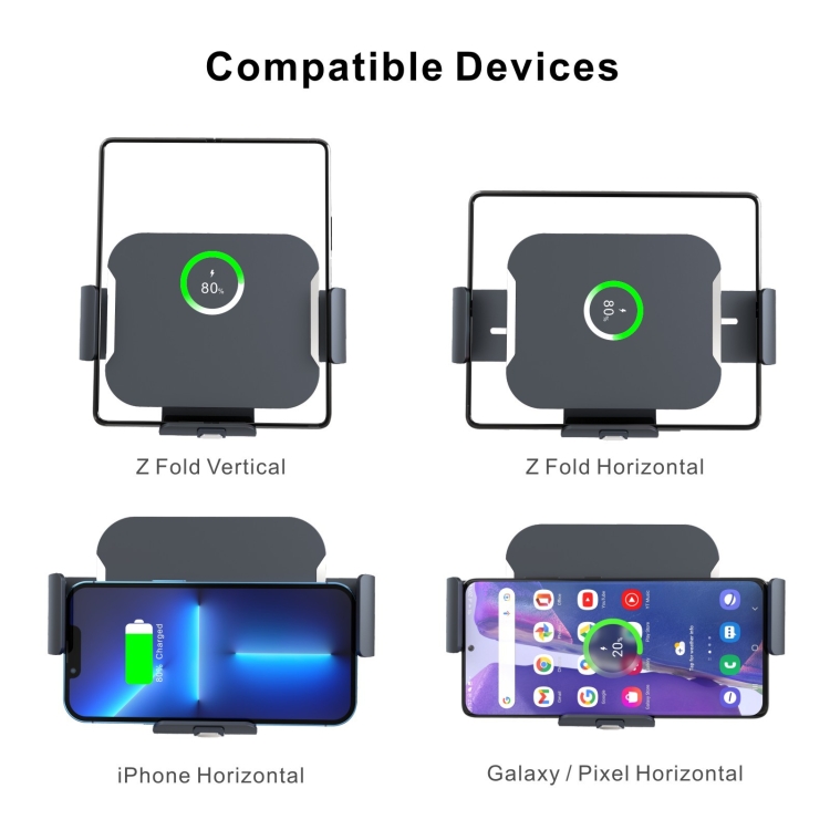 For Samsung Galaxy Z Fold4 / 3 S7 Dual Coil Car Phone Holder Wireless Charger For Samsung Galaxy Z Fold4 / 3 S7 Dual Coil Car Phone Holder Wireless Charger