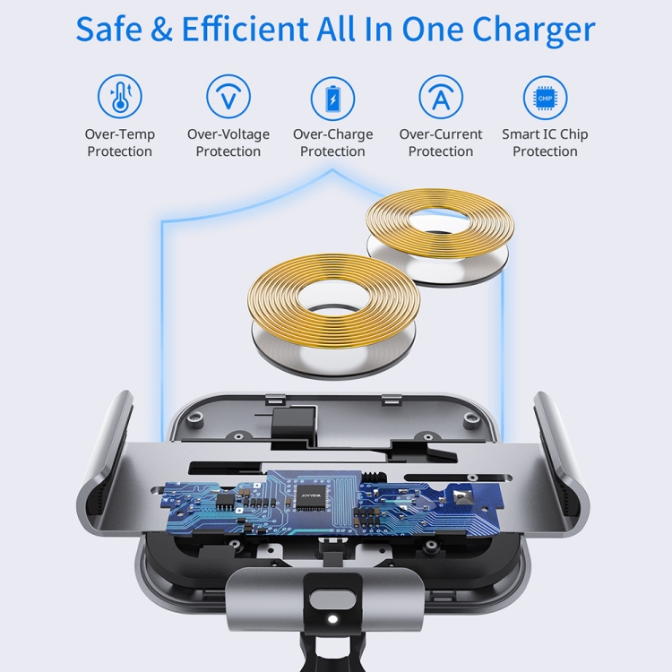 For Samsung Galaxy Z Fold4 / 3 / 2 S8 Dual Coil Car Phone Holder Wireless Charger(Iron Gray) For Samsung Galaxy Z Fold4 / 3 / 2 S8 Dual Coil Car Phone Holder Wireless Charger(Iron Gray)