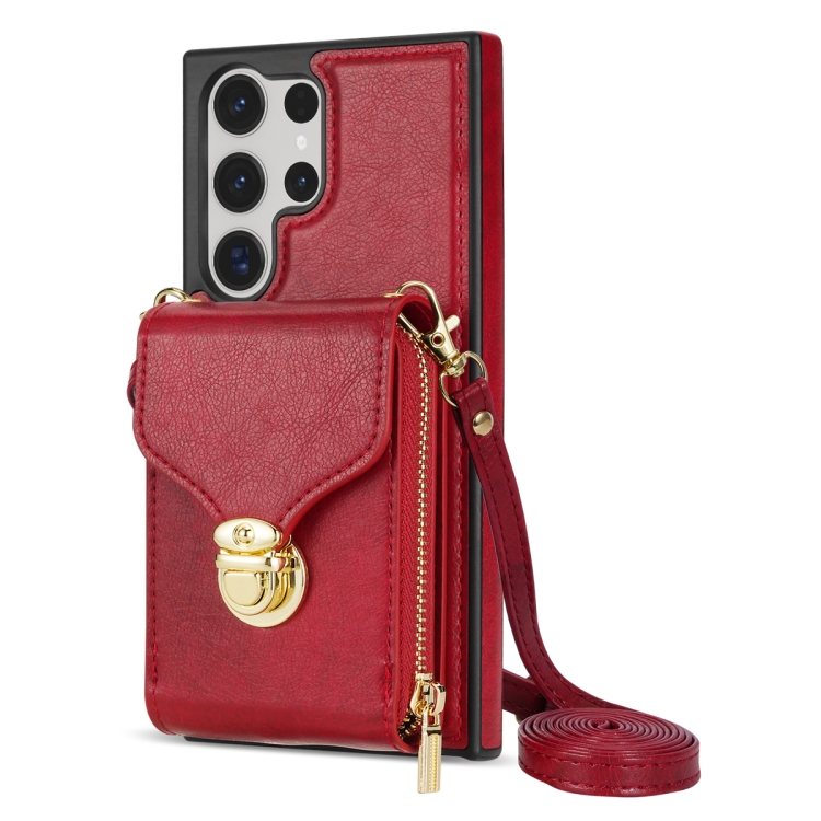 For Samsung Galaxy S23 Ultra 5G Zipper Hardware Card Wallet Phone Case(Red)