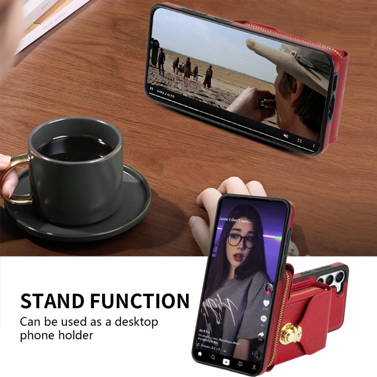 For Samsung Galaxy S22+ 5G Zipper Hardware Card Wallet Phone Case(Red) For Samsung Galaxy S22+ 5G Zipper Hardware Card Wallet Phone Case(Red)