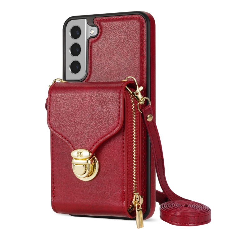 For Samsung Galaxy S22 5G Zipper Hardware Card Wallet Phone Case(Red) For Samsung Galaxy S22 5G Zipper Hardware Card Wallet Phone Case(Red)