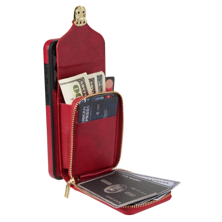 For Samsung Galaxy S21 Ultra 5G Zipper Hardware Card Wallet Phone Case(Red) For Samsung Galaxy S21 Ultra 5G Zipper Hardware Card Wallet Phone Case(Red)