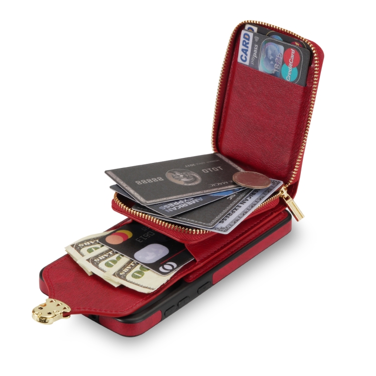 For Samsung Galaxy S21 Ultra 5G Zipper Hardware Card Wallet Phone Case(Red) For Samsung Galaxy S21 Ultra 5G Zipper Hardware Card Wallet Phone Case(Red)