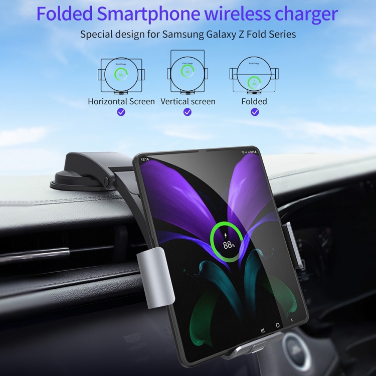 For Samsung Galaxy Z Fold4 / 3 S9 Dual Coil Car Phone Holder Wireless Charger For Samsung Galaxy Z Fold4 / 3 S9 Dual Coil Car Phone Holder Wireless Charger