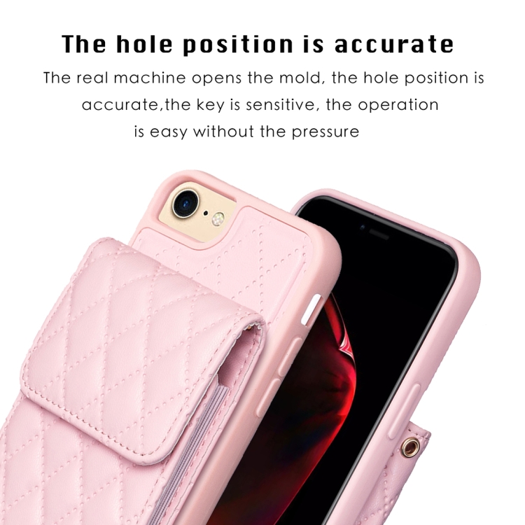 For iPhone SE 2022 / SE 2020 / 7 / 8 Vertical Wallet Rhombic Leather Phone Case(Pink) For iPhone SE 2022 / SE 2020 / 7 / 8 Vertical Wallet Rhombic Leather Phone Case(Pink)