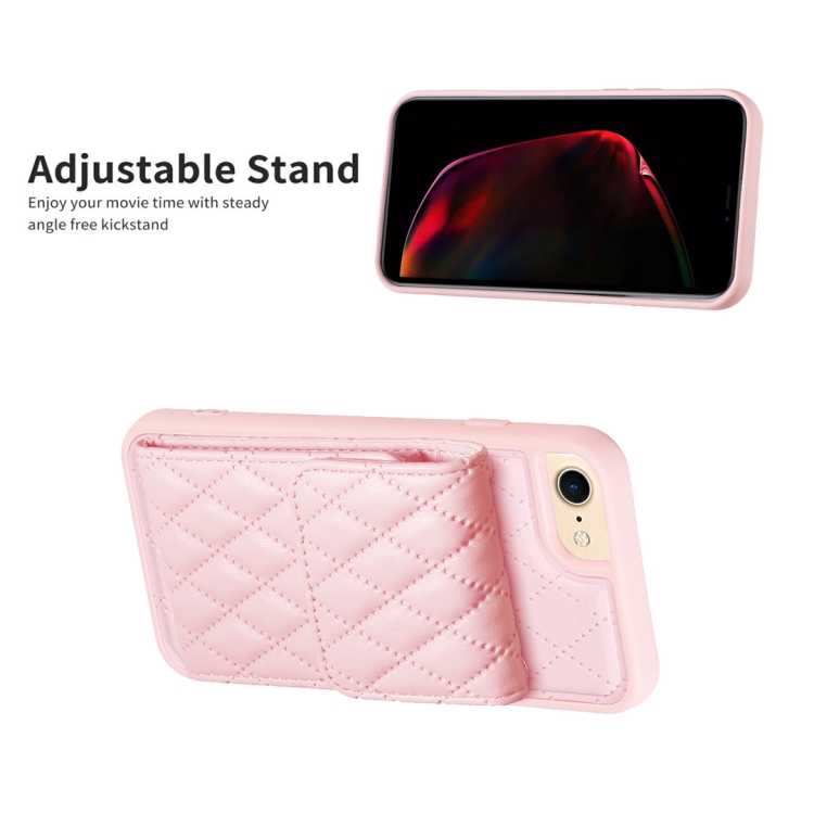 For iPhone SE 2022 / SE 2020 / 7 / 8 Vertical Wallet Rhombic Leather Phone Case(Pink) For iPhone SE 2022 / SE 2020 / 7 / 8 Vertical Wallet Rhombic Leather Phone Case(Pink)