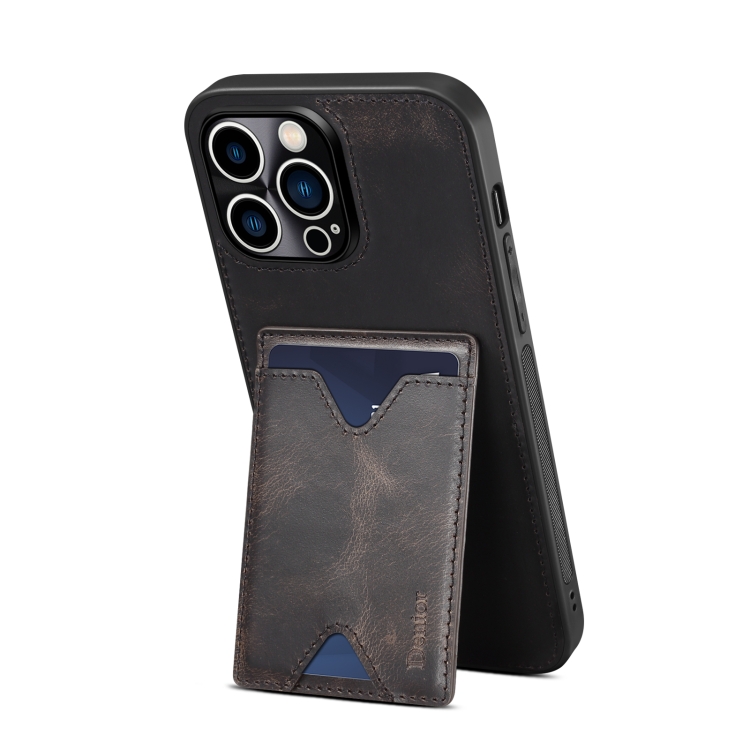For iPhone 14 Plus Denior Retro Back Cover Card Slot Phone Case(Black) For iPhone 14 Plus Denior Retro Back Cover Card Slot Phone Case(Black)