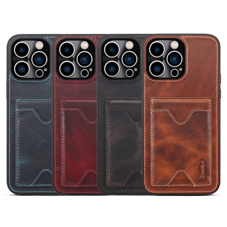 For iPhone 14 Plus Denior Retro Back Cover Card Slot Phone Case(Black) For iPhone 14 Plus Denior Retro Back Cover Card Slot Phone Case(Black)