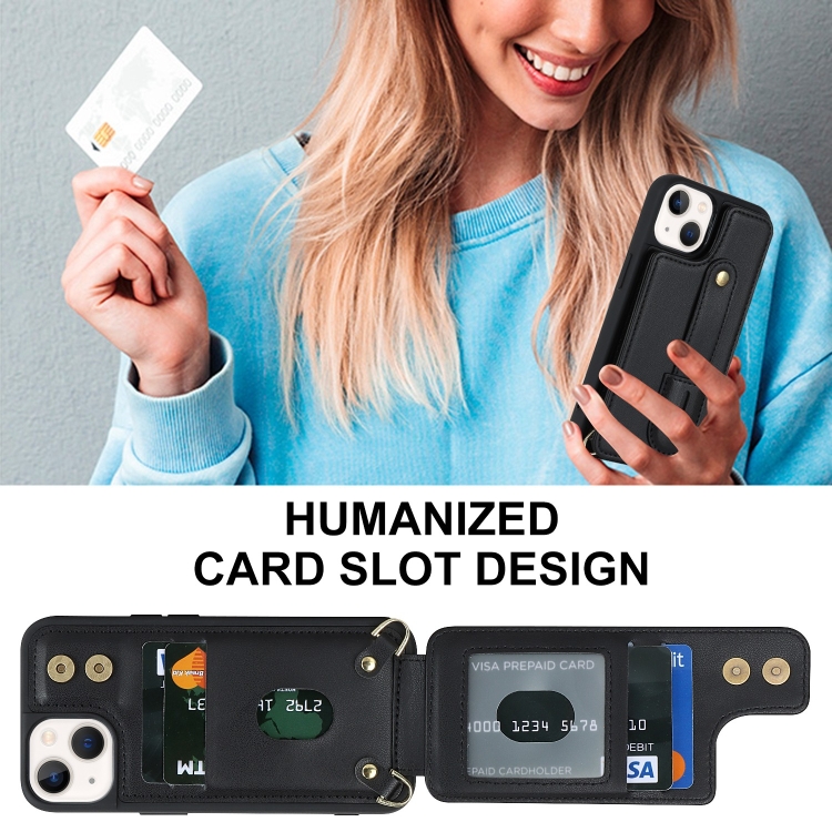 For iPhone 14 Wristband Vertical Flip Wallet Back Cover Phone Case(Black) For iPhone 14 Wristband Vertical Flip Wallet Back Cover Phone Case(Black)