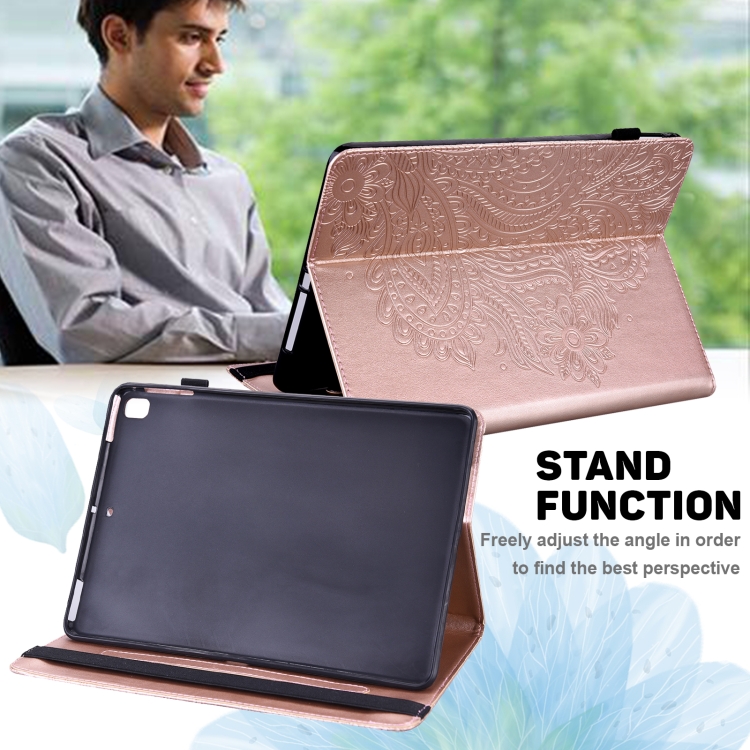 Para Samsung Galaxy Tab S9 Estuche para tableta de cuero con estampado de pavo real en relieve (Oro rosa) - 5
