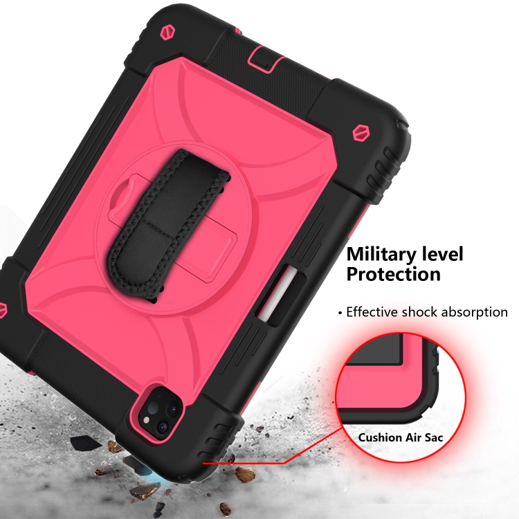 For iPad Pro 11 (2020) Shockproof PC + Silicone Combination Tablet Case with Holder & Hand Strap & Shoulder strap(Black + Rose Red) For iPad Pro 11 (2020) Shockproof PC + Silicone Combination Tablet Case with Holder & Hand Strap & Shoulder strap(Black + Rose Red)