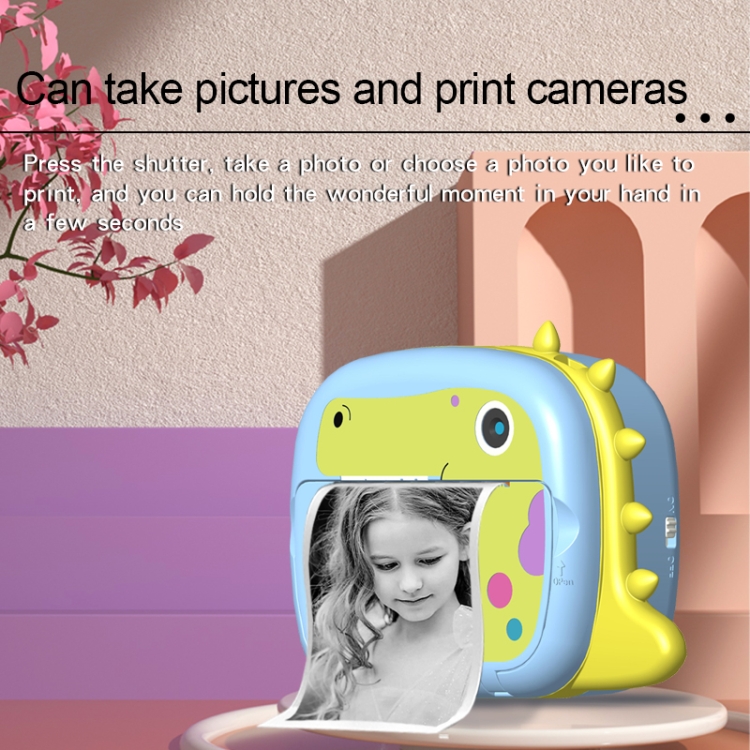 JJR/C V20 Cámara de impresión WiFi Polaroid para niños con pantalla HD de 2,4 pulgadas, estilo: dinosaurio (rosa) - B4