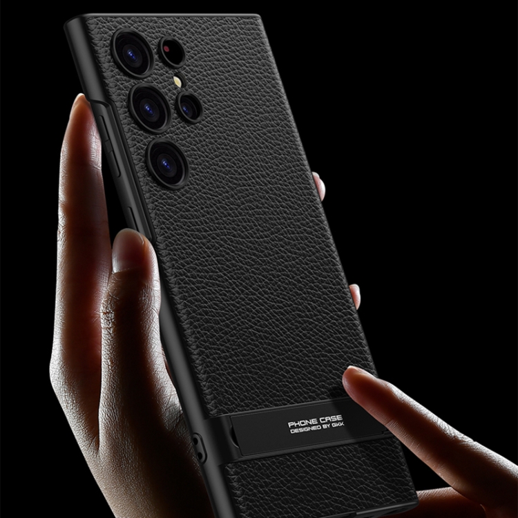 For Samsung Galaxy S23+ 5G GKK Triumph Ultra-Thin Plain Leather Phone Case with Holder(Carbon Fiber) For Samsung Galaxy S23+ 5G GKK Triumph Ultra-Thin Plain Leather Phone Case with Holder(Carbon Fiber)