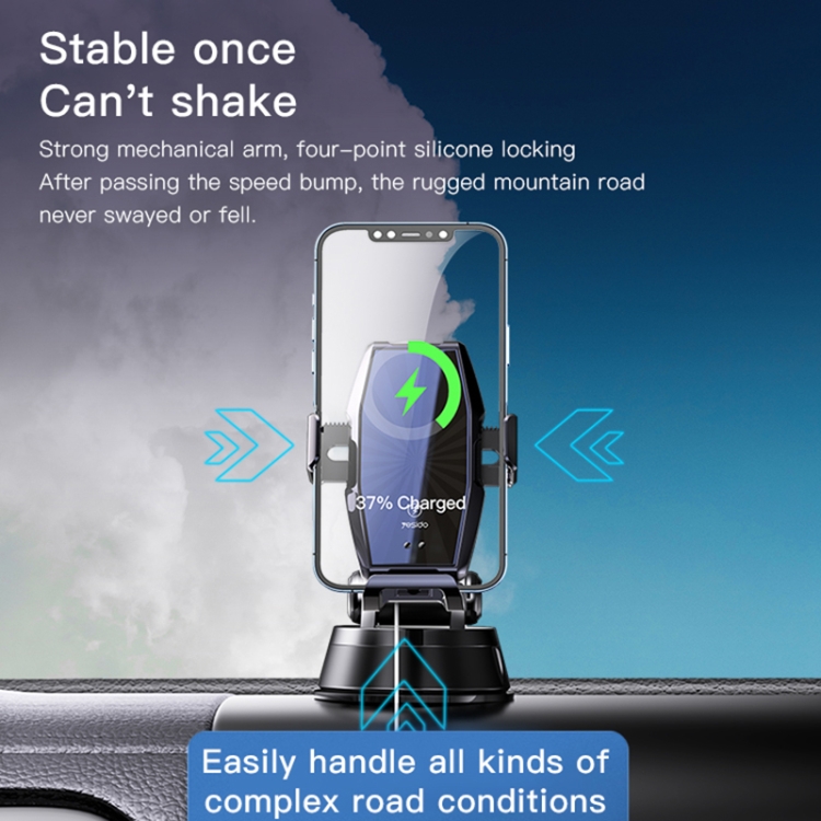 Yesido C189 15W 2 in 1 Invisible Clip Wireless Charging Car Holder(Black) - 8