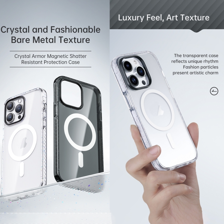 For iPhone 14 Pro Rock Crystal Armor Shockproof Magsafe Phone Case(Transparent Black) For iPhone 14 Pro Rock Crystal Armor Shockproof Magsafe Phone Case(Transparent Black)