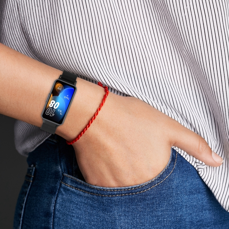 Magnetic Metal Wristband Watch Strap For Huawei Band 8 Bracelet Milan Strap  19mm