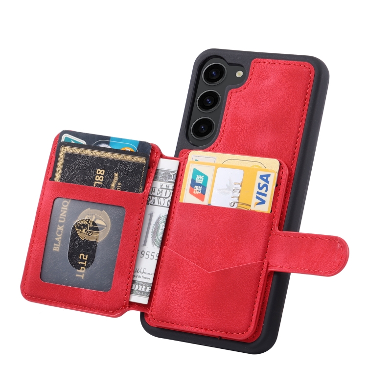 For Samsung Galaxy S24 5G Skin Feel Dream RFID Anti-theft PU Card Bag Phone Case(Red) For Samsung Galaxy S24 5G Skin Feel Dream RFID Anti-theft PU Card Bag Phone Case(Red)
