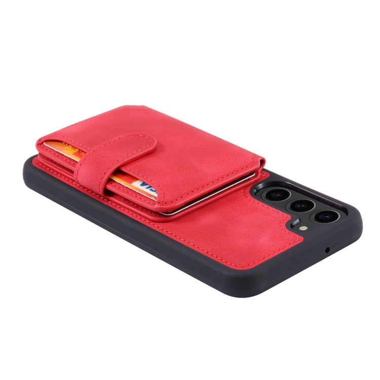For Samsung Galaxy S24 5G Skin Feel Dream RFID Anti-theft PU Card Bag Phone Case(Red) For Samsung Galaxy S24 5G Skin Feel Dream RFID Anti-theft PU Card Bag Phone Case(Red)