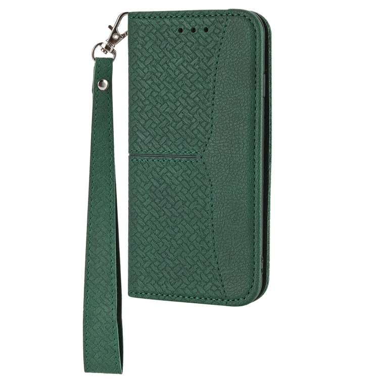 For Samsung Galaxy S23 5G Woven Texture Stitching Magnetic Leather Phone Case(Green)