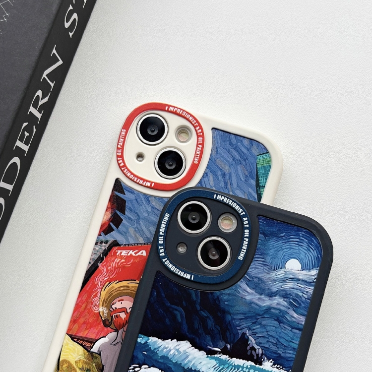 For iPhone 14 Plus Oil Painting Pattern TPU Protective Phone Case(Beach) For iPhone 14 Plus Oil Painting Pattern TPU Protective Phone Case(Beach)