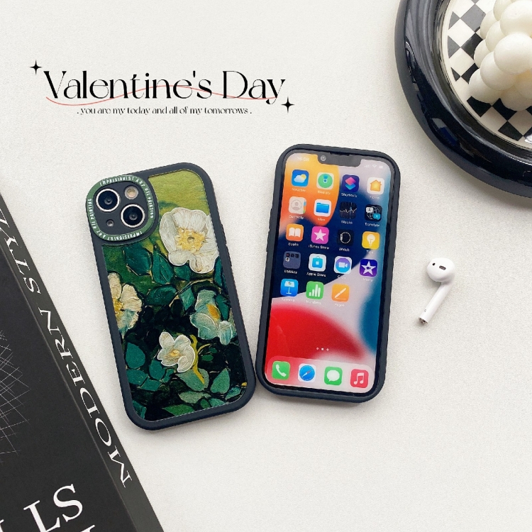 For iPhone 14 Plus Oil Painting Pattern TPU Protective Phone Case(Rose) For iPhone 14 Plus Oil Painting Pattern TPU Protective Phone Case(Rose)