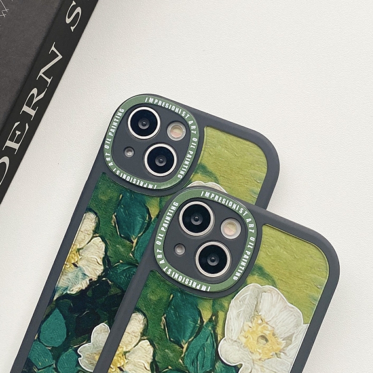 For iPhone 14 Plus Oil Painting Pattern TPU Protective Phone Case(Rose) For iPhone 14 Plus Oil Painting Pattern TPU Protective Phone Case(Rose)