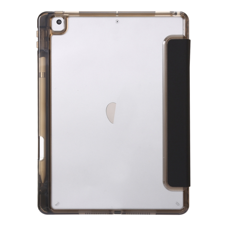 Clear Acrylic 3-Fold Leather Tablet Case For iPad 10.2 2019 / 10.2 2020 / 10.2 2021 / Pro 10.5 2017 / Air 10.5 2019(Black)