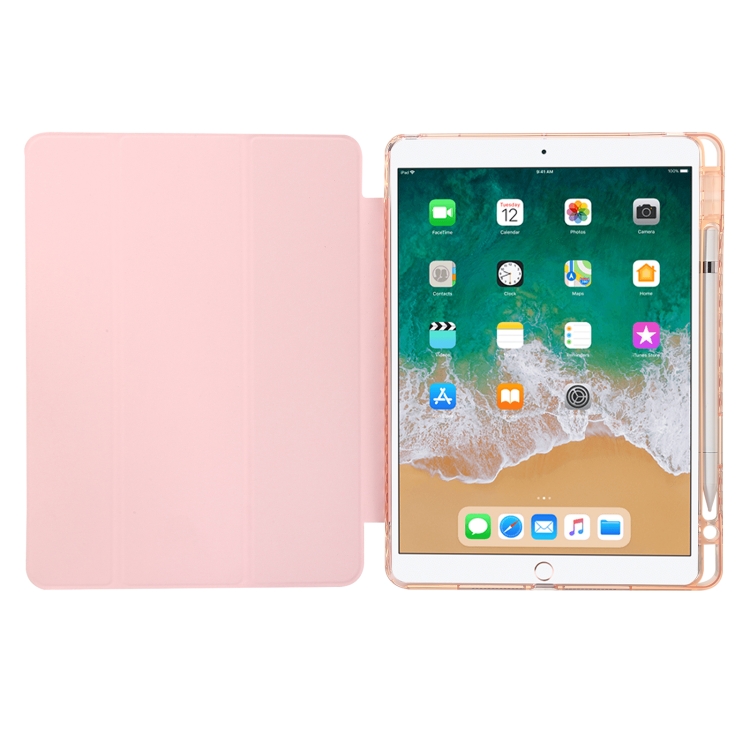 Clear Acrylic 3-Fold Leather Tablet Case For iPad 10.2 2019 / 10.2 2020 / 10.2 2021 / Pro 10.5 2017 / Air 10.5 2019(Black)
