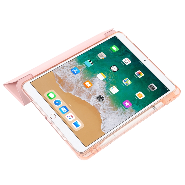 Clear Acrylic 3-Fold Leather Tablet Case For iPad 10.2 2019 / 10.2 2020 / 10.2 2021 / Pro 10.5 2017 / Air 10.5 2019(Black)