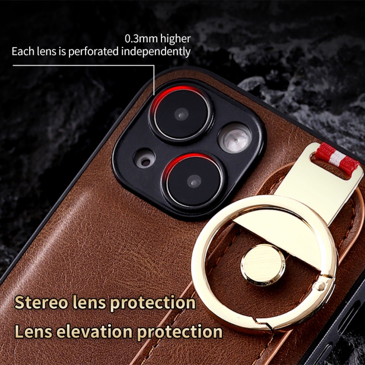 For iPhone 14 Wristband Leather Back Phone Case(Blue) For iPhone 14 Wristband Leather Back Phone Case(Blue)